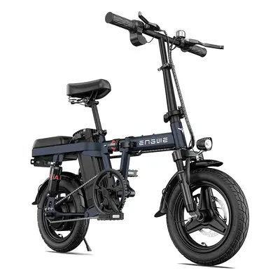 (BLUE) ENGWE T14 Folding Electric Bike 14'' Tires Portable E-bike, 48V 10Ah Removable Battery, k