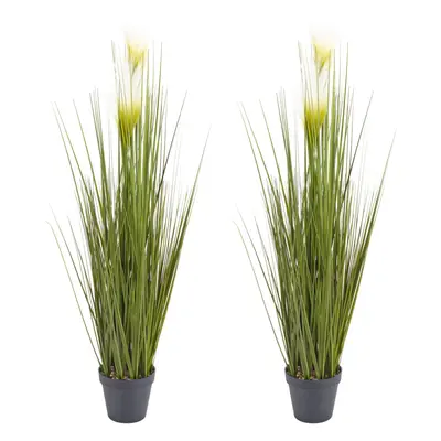 (2 x 85cm Top Feather Grass) Artificial Indoor Outdoor Green Plants Flower Pot