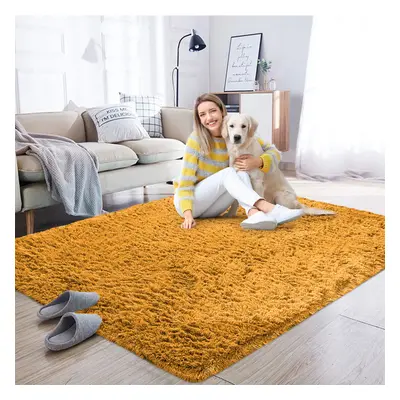 (Ochre, x cm) Non Slip Shaggy Rugs Carpet Runner Large Doormats