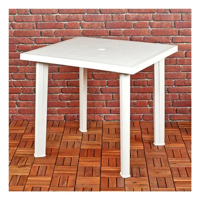 White Square Garden Plastic Lightweight Table Patio Deck Outdoor Furniture