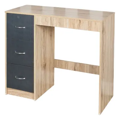 (Oak Carcass + Black Drawers) Drawer Wooden Dressing Computer Work Table Desk