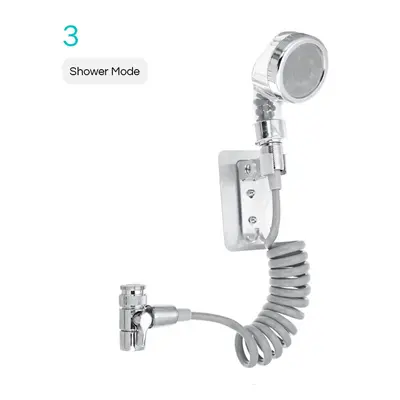 (Silver) Bathroom Wash Face Basin Water Tap External Shower Head HandHeld Bidet Sprayer Jet Dive