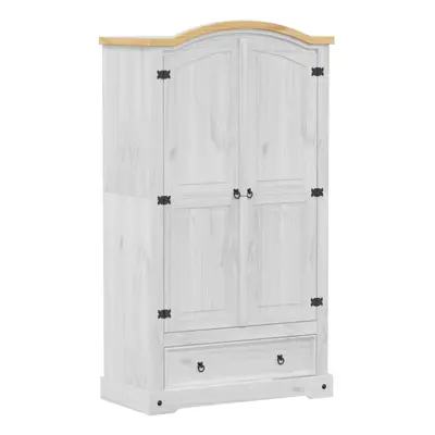 vidaXL Wardrobe Armoire Closet Clothes Storage Organiser White Solid Wood Pine