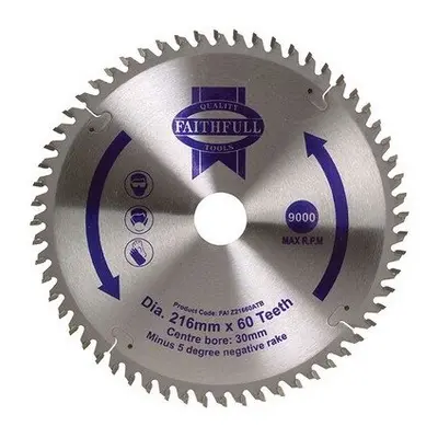 Faithfull FAIZ21660ATB Circular Saw Blade x 30mm x 60T NEG