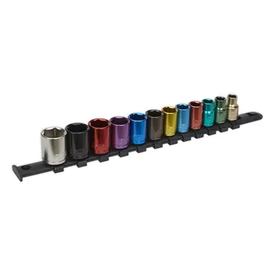 12 PACK Multi Colour Socket Set 3/8" Metric Square Drive - Pt WallDrive Torque