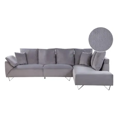 Corner Sofa LUNNER Corduroy Grey Left Hand