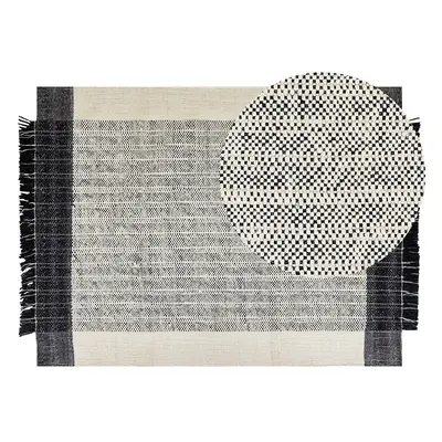 Wool Area Rug x cm Black and White KETENLI