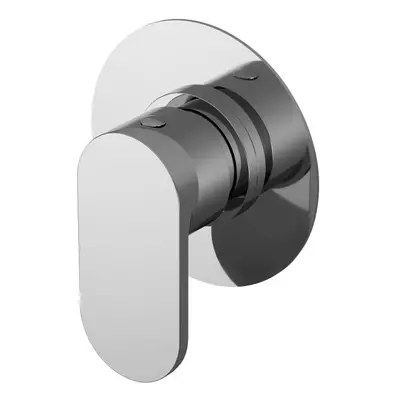 Current Contemporary Bathroom Round Concealed Stop Tap with Lever Handle, 100mm, Chrome - Balter