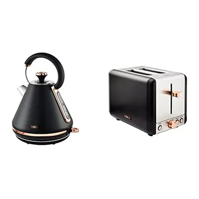 T10044RG Cavaletto Pyramid Kettle with Fast Boil, Detachable Filter, 1.7 Litre, W, Black and Ros