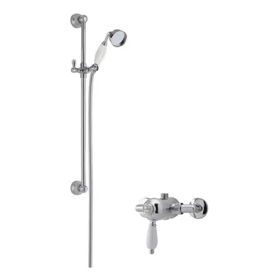 Traditional Exposed Manual Valve & Slide Rail Shower Set - Chrome/White - Balterley