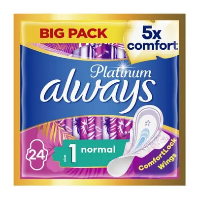 Always Platinum Normal (Size 1) Sanitary Towels With Wings Pads