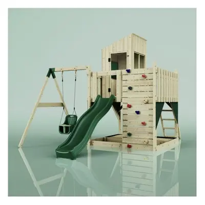 (Swing Helka Green) Rebo PolarPlay Kids Climbing Tower & Playhouse