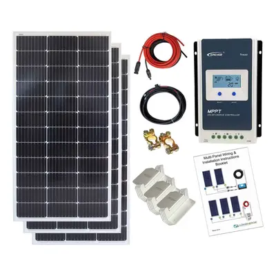 (3 x 100w = 300w Mono MPPT Kit 12V) Lowenergie Mono Solar Panel Battery Charging Kit with Charge