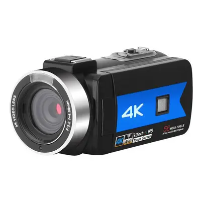 (Blue) Zoom 4K Video Camera Camcorder for Youtube Live Broadcast IR Night Vision HD DV Video Rec