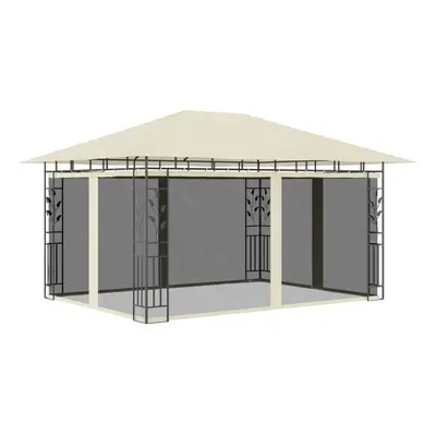 vidaXL Gazebo with Mosquito Net 4x3x2.73m Cream 180g/mÂ² Outdoor Canopy Tent