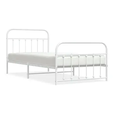 (white, x cm/with headboard & footboard) vidaXL Metal Bed Frame Bedroom Bed Base Bedstead Metal 