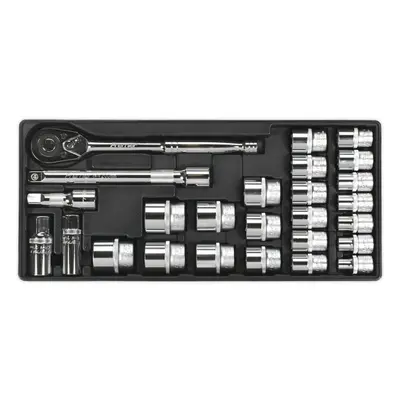 26 Pc PREMIUM 1/2" Square Drive Socket Set with Modular Tool Tray - Tool Storage