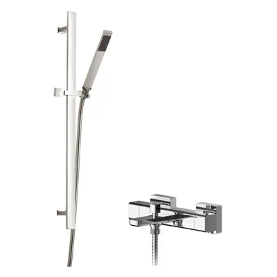 Empire Wall Mount Thermostatic Bath Shower Mixer Tap with Slide Rail Kit - Chrome - Balterley