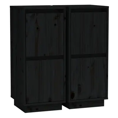 (black, 2) vidaXL 1/2x Solid Wood Pine Sideboard Side Storage Door Cabinet Multi Colours