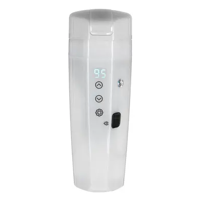 (White) Electric Heating Water Cup Stainless Steel Travel Car LCD Display Coffee 400ML