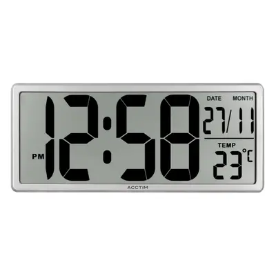 Acctim Date Keeper Jumbo LCD Wall/Desk Silver Clock with Autoset Technology