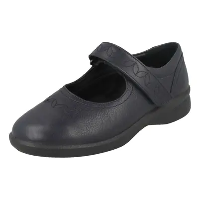 (UK 4, Navy (Blue)) Ladies Padders Dual Fit Flat Shoes Sprite - 3E/4E Fit