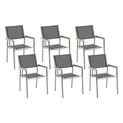 Set of Garden Chairs GROSSETO Stainless Steel Grey