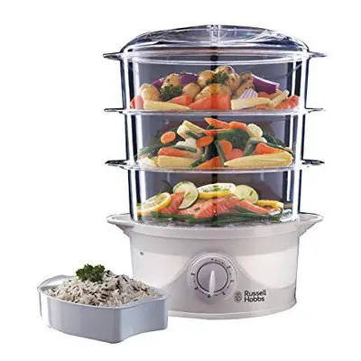 Russell Hobbs Tier Electric Food Steamer, 9L, Dishwasher safe BPA free baskets, Stackable basket