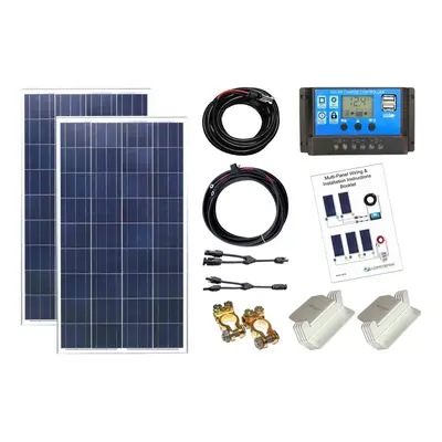 200w Solar Panel Kit 12V/24V PWM controller battery charging cables brackets K4