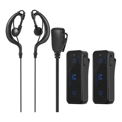 2Pcs Mini Walkie Talkie 400-470MHz 2-Way Radio 3W Transceiver Earpiece Headset Earmuff USB Power