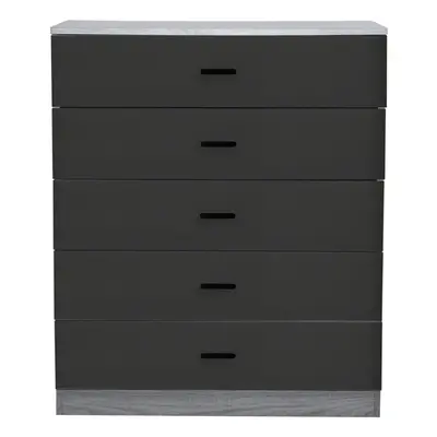 (Ash Grey Carcass+ Black Drawers, 5) Or Drawer Wooden Bedroom Chest Cabinet Modern Wide Storage 