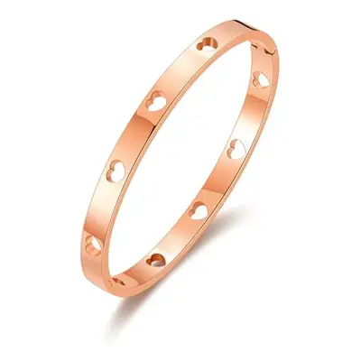 Philip Jones Rose Gold Plated Stainless Steel Heart Bangle