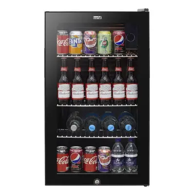 Baridi Litre Beer Fridge | Mini Fridge Wine Cooler with Thermostat, Lock & Key, Black