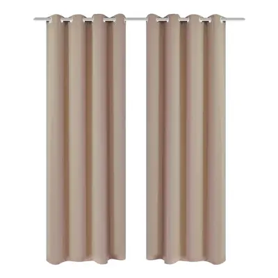 vidaXL 2x Blackout Curtains with Metal Rings 135x245cm Cream Blinds Drapes