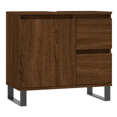 (brown oak) vidaXL Bathroom Cabinet Vanity Unit Highboard Cupboard White Engineered Wood