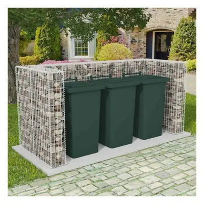 vidaXL Gabion Triple Wheelie Bin Surround Steel 250x100x120 cm