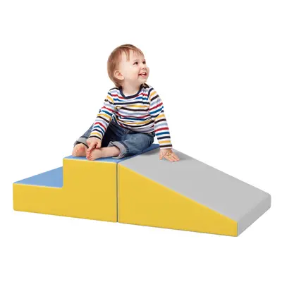 HOMCOM Piece Soft Play Set for Toddler Climb and Crawl, Grey