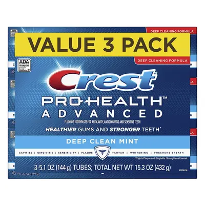 Crest Pro Health Advanced Deep Clean Toothpaste, Mint, 5.1 Oz/432 g, Pack of