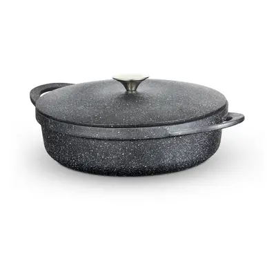 Tower Shallow Casserole Dish with Aluminium Lid, Lightweight Cast Aluminium, 28cm, Black, Graphi