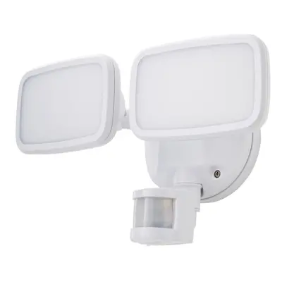 Litecraft Alma Flood Light Outdoor Twin LED with PIR Sensor - White