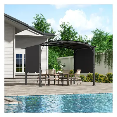 Stylish Dark Grey Outdoor Canopy Pergola with Steel Frame & Ground Stakes