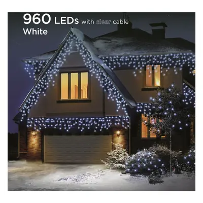 Premier Decorations LED Icicle 23.8m Snowing Christmas Lights - White