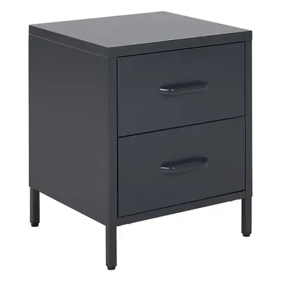 2 Drawer Bedside Table MALAVI Metal Graphite Grey