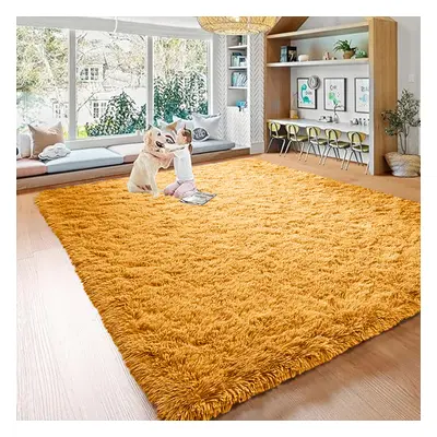 (200cm x 290cm (6ft 8" x 9ft 7"), Yellow) Extra Large Rug Soft Shaggy Living Room Carpet Mat