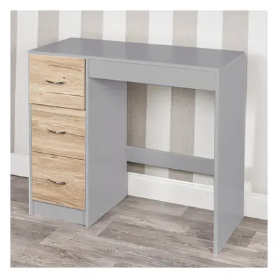 (Grey Carcass + Oak Drawers) Drawer Wooden Dressing Computer Work Table Desk