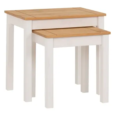 Panama Nest of Tables in White and Natural Wax Finish