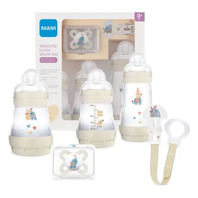 Welcome to The World Gift Set with Anti-Colic Bottles, Dummy, Dummy Clip, Beige