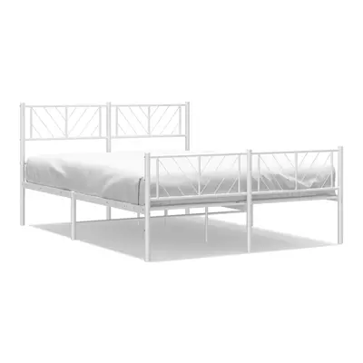 (white, x cm/with headboard & footboard) vidaXL Metal Bed Frame Bedroom Platform Bed Base Bedste