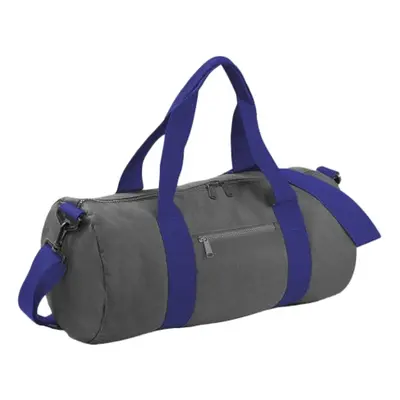 (One Size, Light Grey/French Navy) Bagbase Plain Varsity Barrel / Duffle Bag (20 Litres) (Pack o