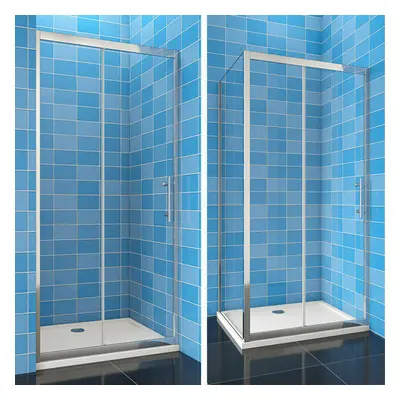 (760mm) Sliding Shower Enclosure Side Panel Walk In Cubicle Stone Tray Free Waste